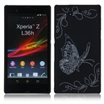 Design Cover til Xperia Z - Sommerfugl (Sort)